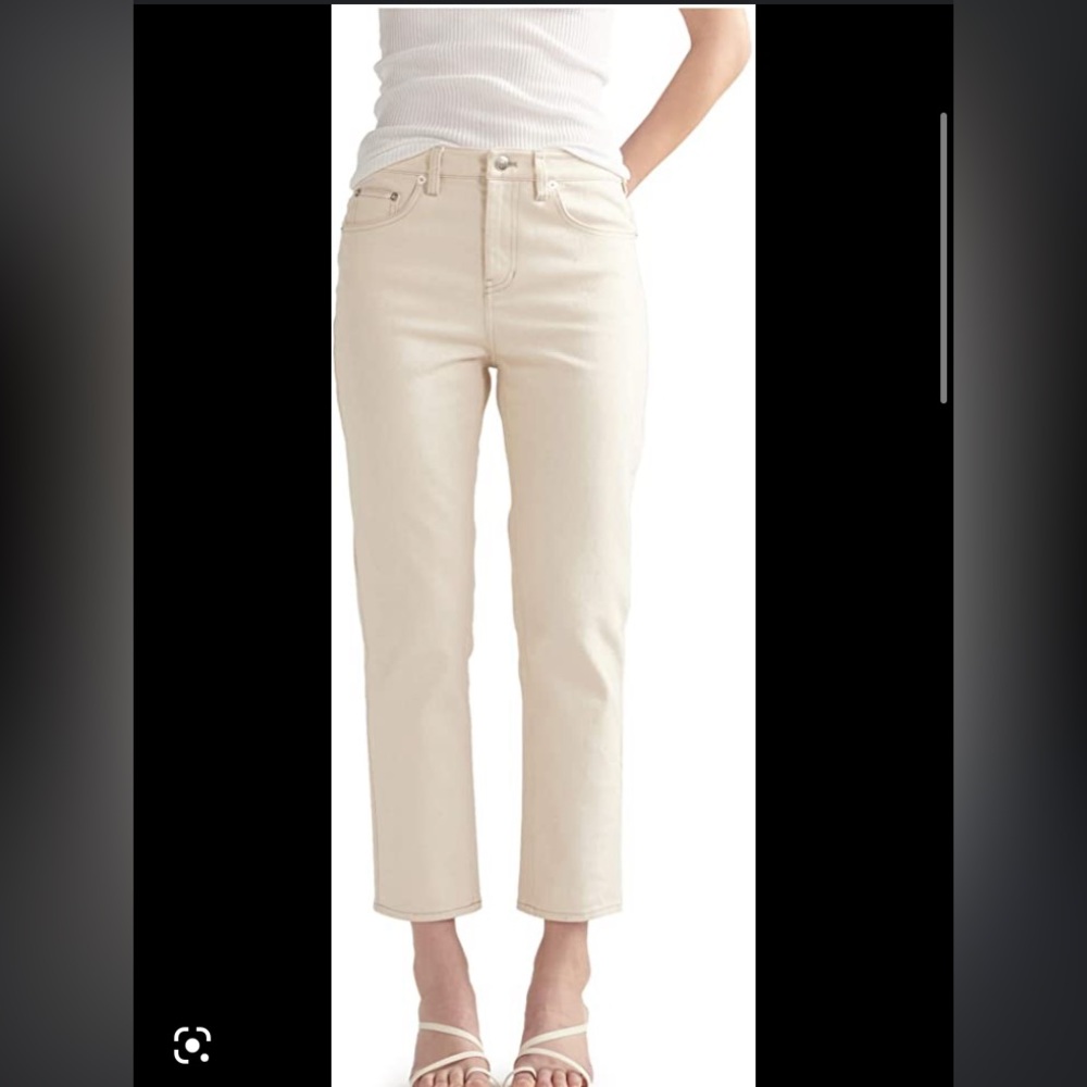 Thakoon Cream Cropped Ankle Jeans High-Waisted